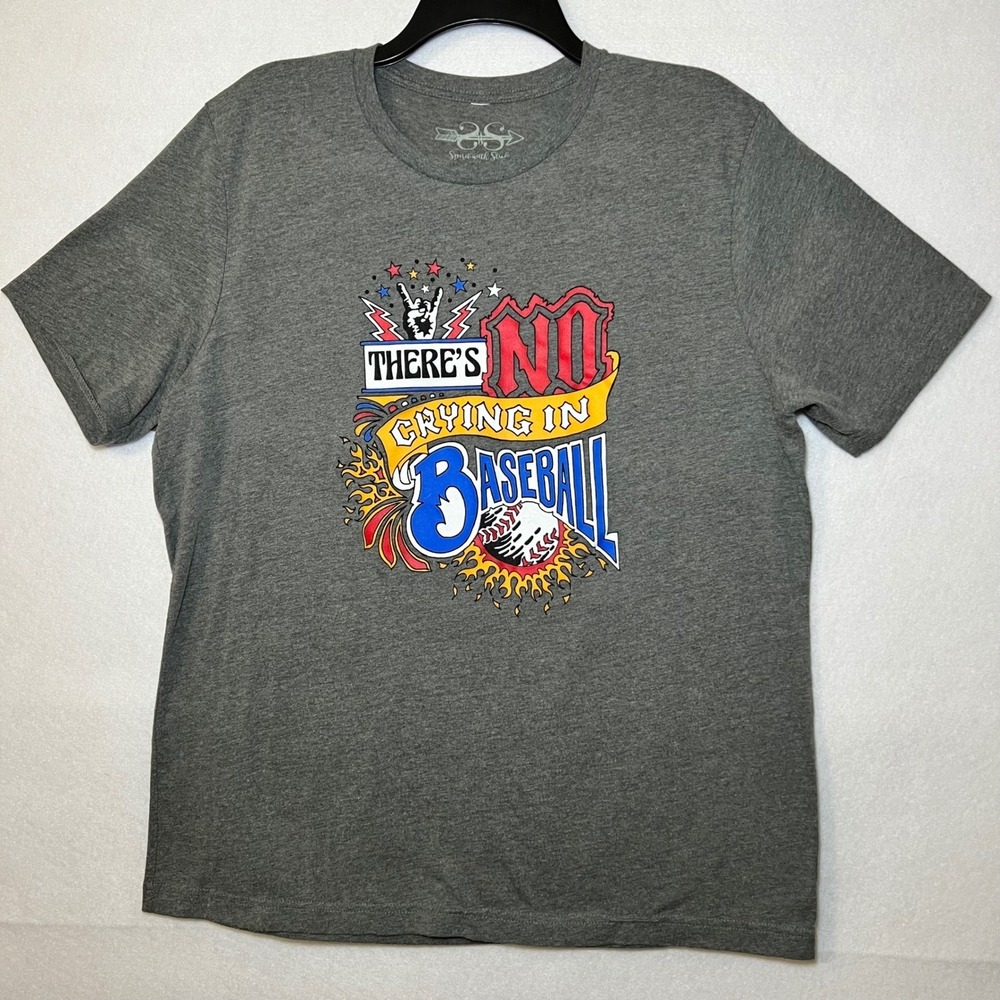 NO CRYING IN BASEBALL Homage To League Of Their Own Graphic TShirt Gray Retro XL